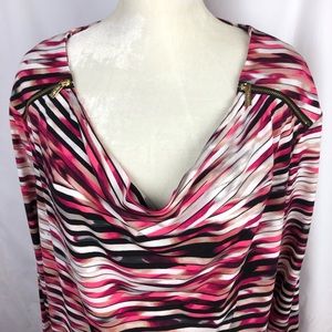 Calvin Klein Blouse, XL, stretchy silky 2 zippers